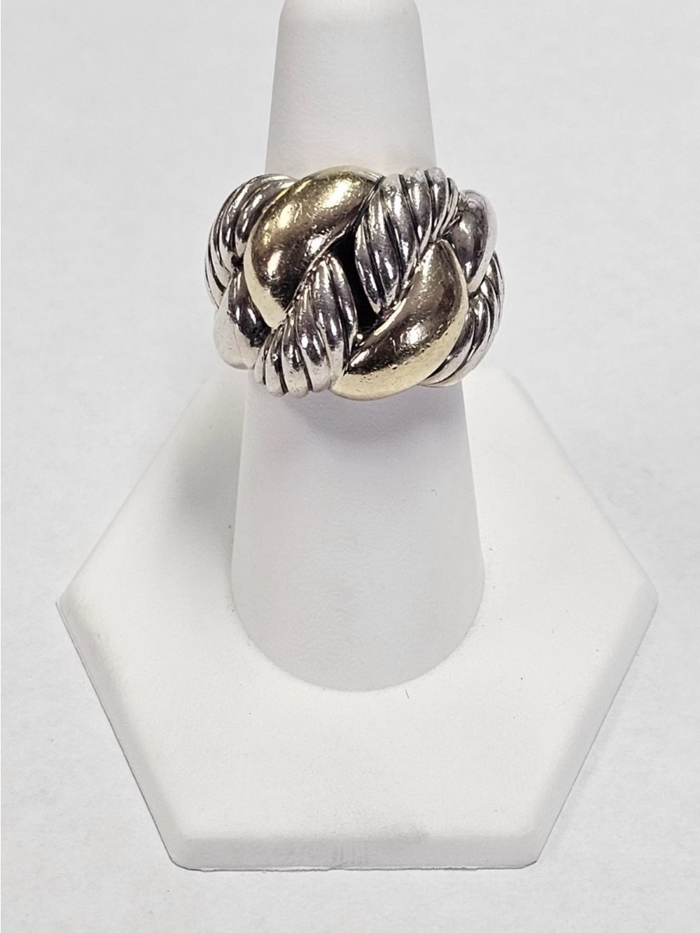 David Yurman Wide Cordelia Knot Ring Sterling Silver 18K Gold Size 8 20mm